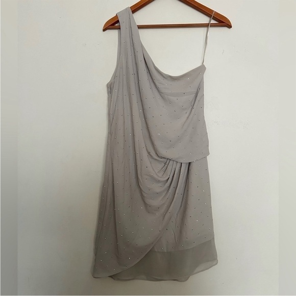 Express Chiffon One Shoulder Sleeveless Rhinestone Mini Dress - Picture 1 of 5